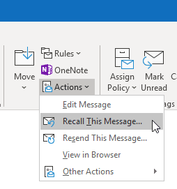 can you recall an email in outlook for mac